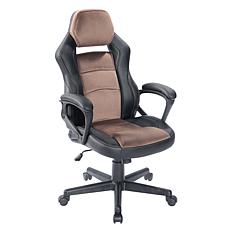 Elama High Back Adjustable Faux Leather Office Chair - Black/Brown