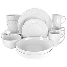 Elama Sienna 18-Pc Porcelain Dinnerware Set in White