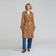 Elle Get the Look Faux Suede Trench Coat