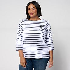 Elle Get the Look Striped Graphic Tee
