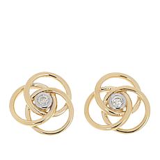 Ever Brilliant 10K Gold 1/10ctw Diamond Bezel-Set Knot Earrings