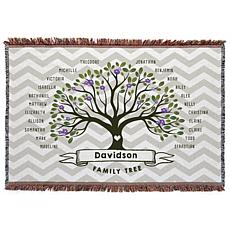 Family Tree Personalized Fringe Throw Blanket