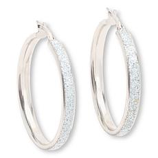 Fiorenza 1.25" Stardust Glitter Hoop Earrings