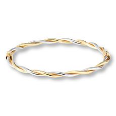 Fiorenza Gold-Plated Polished Twist Oval Bangle Bracelet