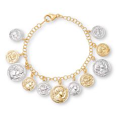 Fiorenza Replica Roman Coin Charm Rolo Chain Bracelet