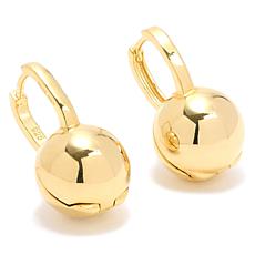 Fiorenza Sterling Silver Polished Bead Drop Hugger Hoop Earrings