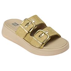 FitFlop® F-Mode Buckle Shimmerlux Flatform Slides