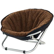 Folding Pet Chair with Fuzzy Brown Cushion