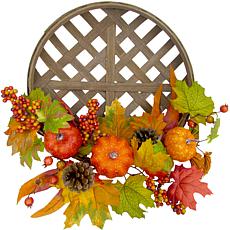 Fraser Hill Farm 22" Harvest Wreath w Pumpkins, Pinecones in a Basket