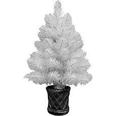 Fraser Hill Farm Tabletop 2' White Fiber Optic Prelit Christmas Tree 