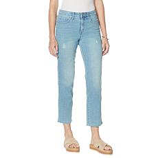 Frayed Straight-Leg High-Rise Ankle Jean