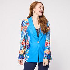 G by Giuliana Black Label Placement Print Knit Blazer