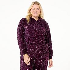 G by Giuliana Black Label Sequin Velour Knit Hoodie