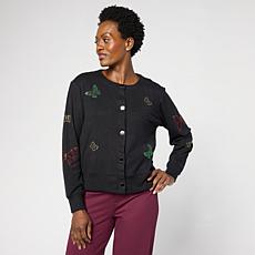 G by Giuliana Butterfly-Embellished Sweater Knit Cardigan