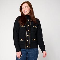 G by Giuliana Chain Detail Button-Front Sweater Cardigan