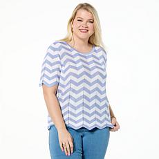 G by Giuliana Chevron Pattern Short Sleeve Pullover Sweater