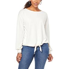 G by Giuliana G-Soft Brushed Hacci Knit Tie-Front Top