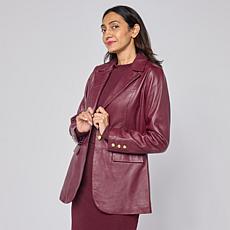 G by Giuliana Lamb Leather Single-Breasted Blazer