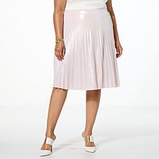 G by Giuliana Pleated Metallic Knit Skirt
