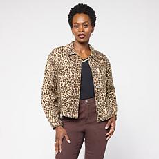 G by Giuliana Print and Solid Denim Jacket