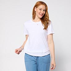 G by Giuliana Short-Sleeve Shirttail Cotton Slub Tee