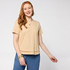 G by Giuliana Short-Sleeve Shirttail Cotton Slub Tee