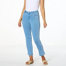 G by Giuliana Stretch Denim Straight-Leg Jean with Studs