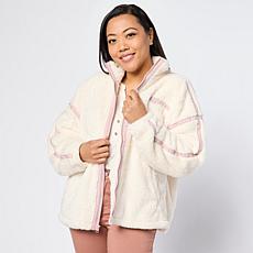G by Giuliana Teddy Sport Zip-Front Contrast-Trim Jacket