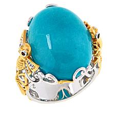 Gems by Michael Sterling Silver Amazonite and Multigem Frog & Bee Ring