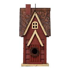 Glitzhome 12" Distressed Solid Wood Cottage Birdhouse