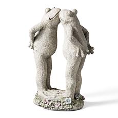 Glitzhome 15.25"H Resin Two Kissing Frog Statue
