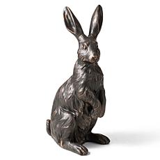 Glitzhome 23" H Standing Rabbit Statue with Bronze Coating