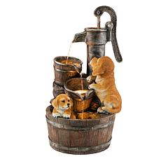 Glitzhome 23.75"H Outdoor Dog Fountain with LED Light