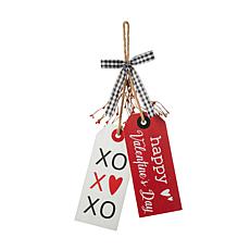 Glitzhome 24in H Valentine's Wooden Doorknob Hanging Decor