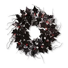 Glitzhome 26in.D Lighted Halloween Bat Wreath