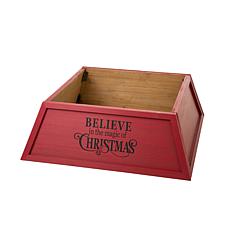 Glitzhome 32" Red Trapezoid Believe in the Magic Christmas Tree Collar