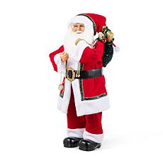 Glitzhome 32"H Oversized Faux Fur Christmas Santa Figurine