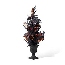 Glitzhome 36"H Halloween Lighted Rose w/ Glitter Urn Porch Tree