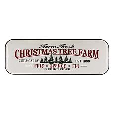 Glitzhome 43in H Farmhouse Enameled Metal Christmas Tree Wall Sign