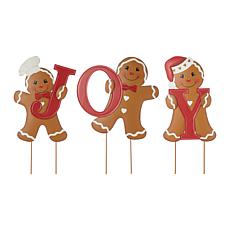 Glitzhome 46.75" Metal JOY Gingerbread Man Yard Stake or Wall Decor