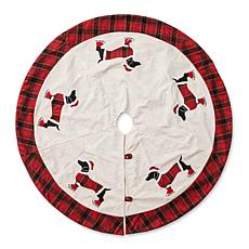 Glitzhome 48" Fabric Christmas Tree and Dachshund Skirt