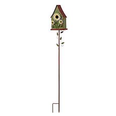 Glitzhome 52.5" Green Metal Birdhouse with Flower Accents