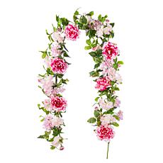 Glitzhome 6' Floral Garland with Hydrangeas, Peonies & Cherry Blossoms
