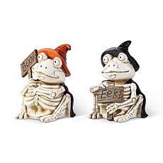 Glitzhome 7''H Halloween Resin Skeleton Frogs Table Decor 2-pack