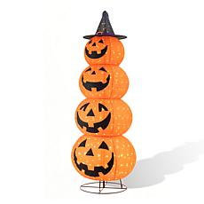 Glitzhome 94.5"H Lighted Halloween 3D Foldable Fabric Jack-O-Lanter...