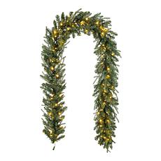 Glitzhome 9ft Pre-Lit Greenery Pine Garland with 200 White/Multi-co...