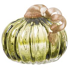Glitzhome Green Crackle Glass Short Pumpkin