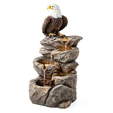 Glitzhome Majestic Bald Eagle Outdoor Fountain 25.25"H