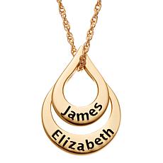 Goldtone Sterling Silver Nesting Teardrop Names Necklace - 2 Names