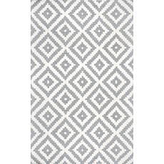 Gray Geometric Wool Rug